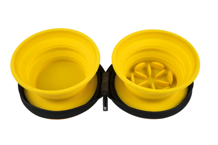 Kiwi Walker TRAVEL DOUBLE BOWL SLOWFEEDER zestaw spowalniających misek turystycznych pomarańczowych