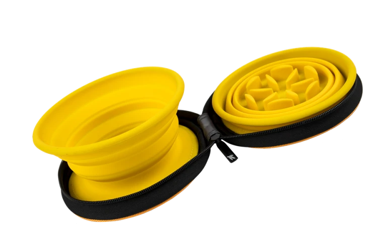 Kiwi Walker TRAVEL DOUBLE BOWL SLOWFEEDER zestaw spowalniających misek turystycznych zielonych