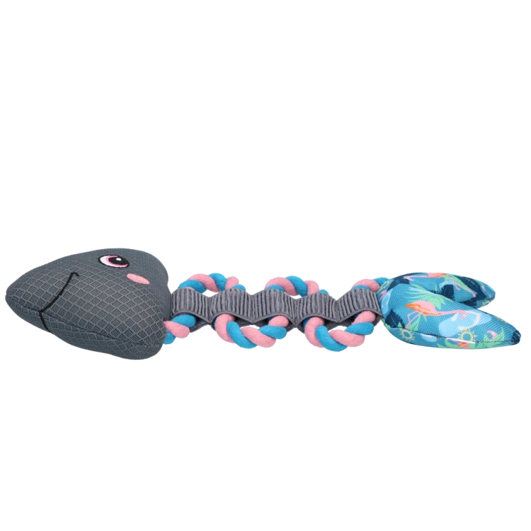 CoolPets Pull me! Fishy rope (Flamingo) RYBA z liną zabawka do wody