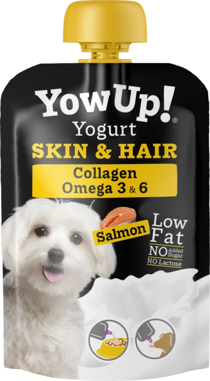 YOW UP! Skóra &amp; Sierść Jogurt dla psa z łososiem 115g