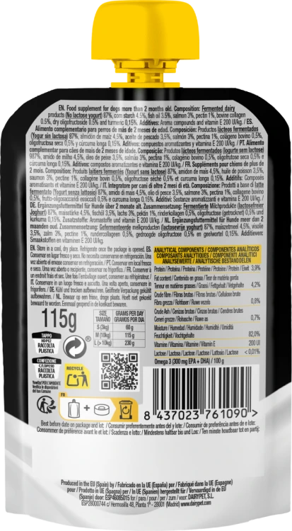 YOW UP! Skóra &amp; Sierść Jogurt dla psa z łososiem 115g