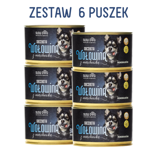 SLOW DOG Soczysta wołowina z marchewką 410g ZESTAW 6 szt.