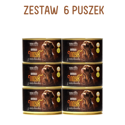 SLOW DOG Domowy indyk z marchewką 410g ZESTAW 6 szt.