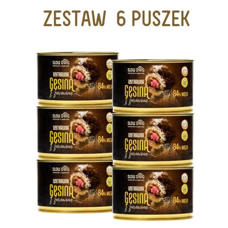 SLOW DOG Wytrawna gęsina z żurawiną 410g ZESTAW 6 szt.
