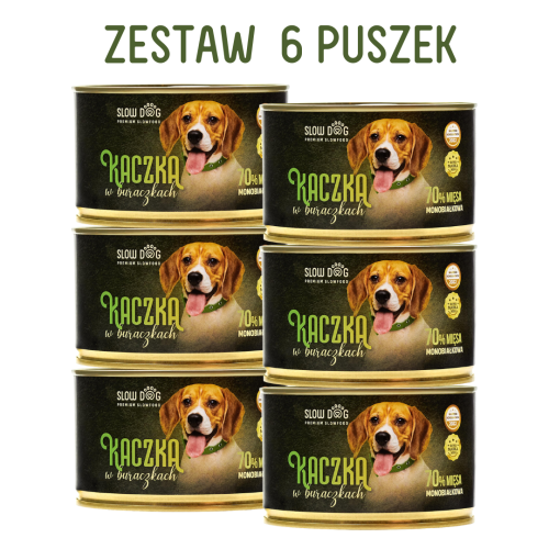 SLOW DOG Kaczka w buraczkach 410g ZESTAW 6 szt.
