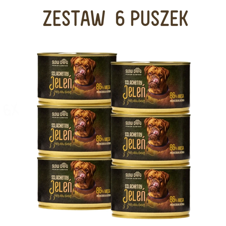 SLOW DOG Szlachetny jeleń z żurawiną 410g ZESTAW 6 szt.