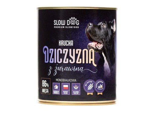 SLOW DOG Karma mokra Krucha dziczyzna z żurawiną 850g ZESTAW 6 szt.