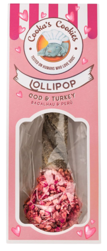 Cooka’s Cookies EDYCJA RÓŻOWA LOLLIPOP Lizak - gryzak z dorsza i indyka 30g