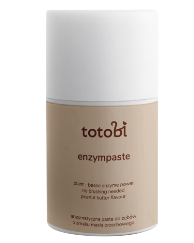 TOTOBI Naturalna pasta do zębów mikrobiotyczna z enzymami bez cukru i sorbitolu o smaku masła orzechowego