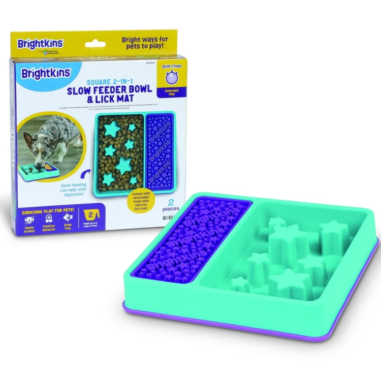 Brightkins Łamigłówka Miska spowalniająca SQUARE 2-in-1 SLOW FEEDER BOWL &amp; LICK MAT