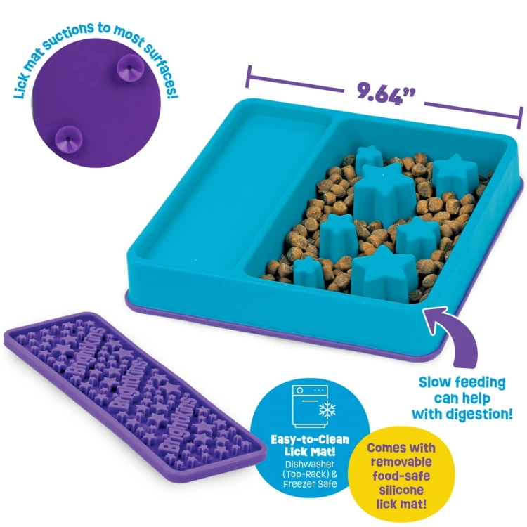 Brightkins Łamigłówka Miska spowalniająca SQUARE 2-in-1 SLOW FEEDER BOWL &amp; LICK MAT
