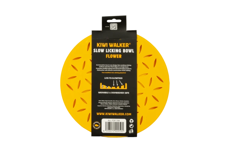 Kiwi Walker Slow Licking Bowl Flower Maxi – miska spowalniająca jedzenie i lizanie dla psa i kota pomarańczowa