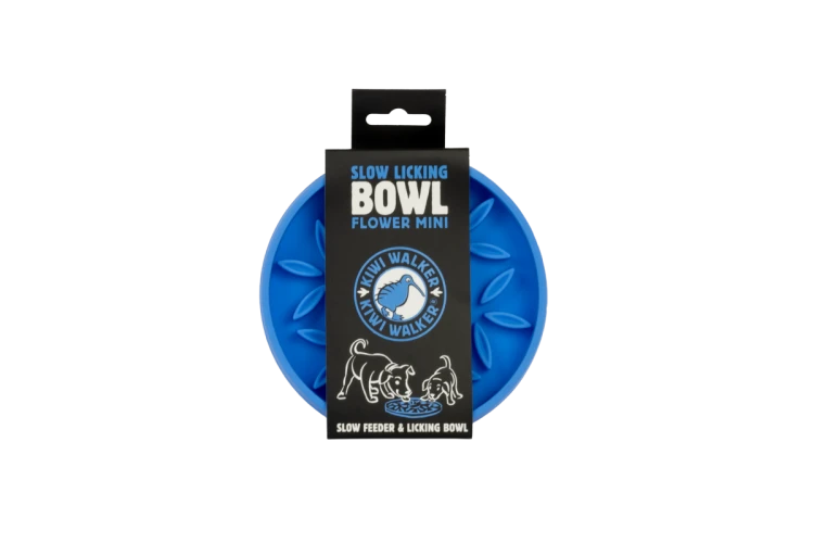 Kiwi Walker Slow Licking Bowl Flower Mini – miska spowalniająca jedzenie i lizanie dla psa i kota niebieska