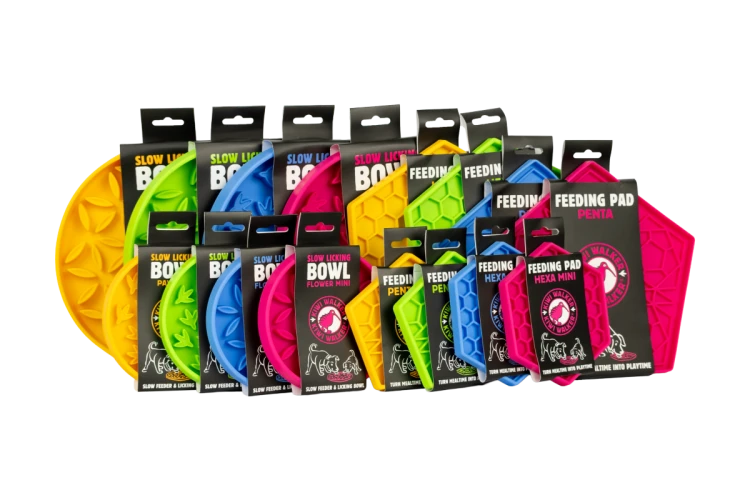 Kiwi Walker Slow Licking Bowl Flower Mini – miska spowalniająca jedzenie i lizanie dla psa i kota niebieska