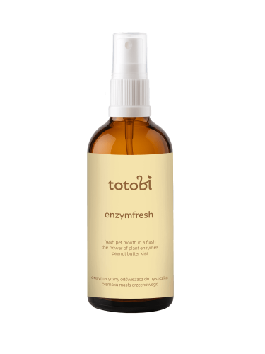 TOTOBI Enzymfresh – enzymatyczny odświeżacz do pyszczka dla psa i kota, o smaku masła orzechowego 100 ml